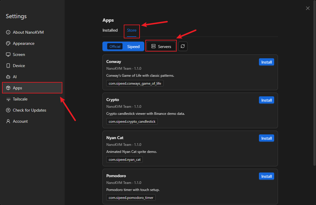 Open App Server management