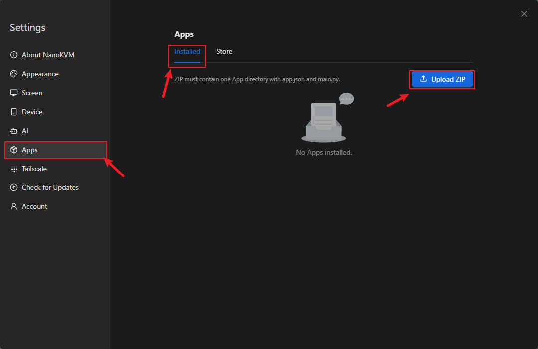 Upload an App ZIP file