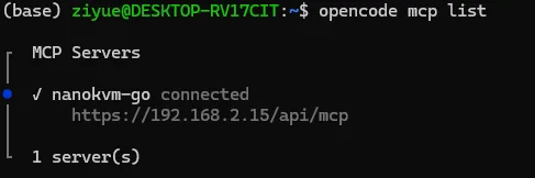 OpenCode 已连接 NanoKVM Go MCP