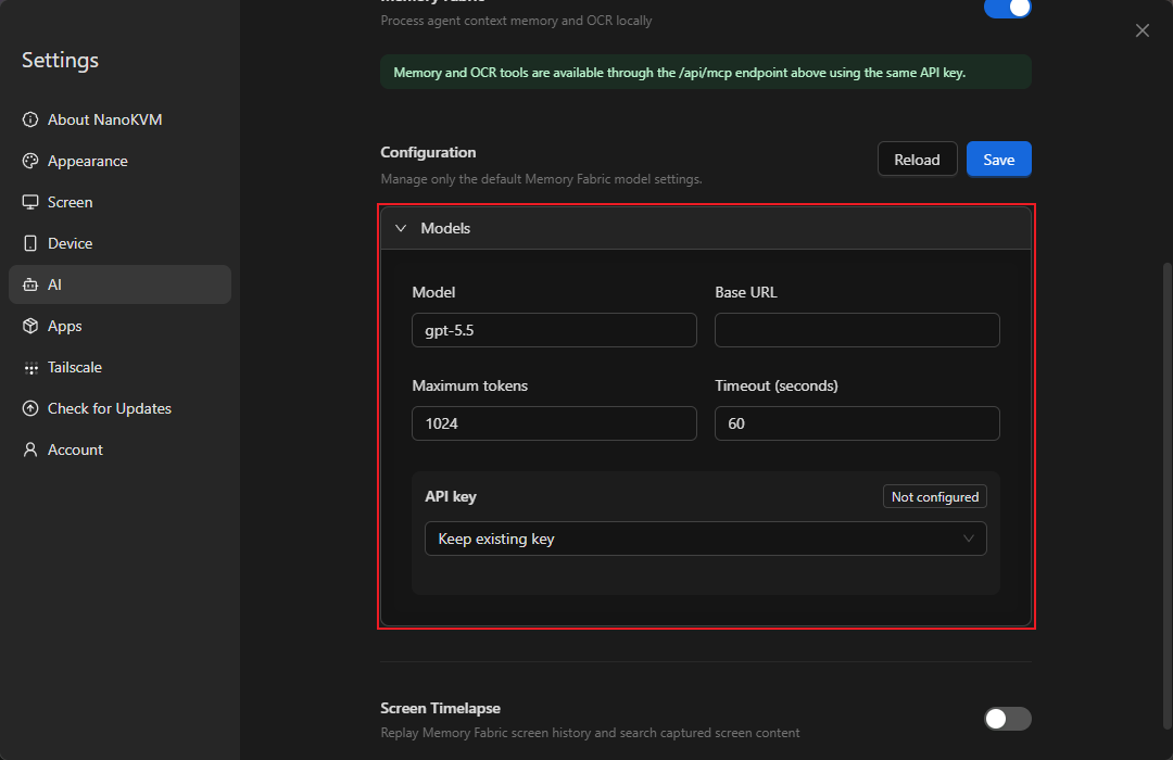 Configure the NanoKVM Go+ Memory Fabric model