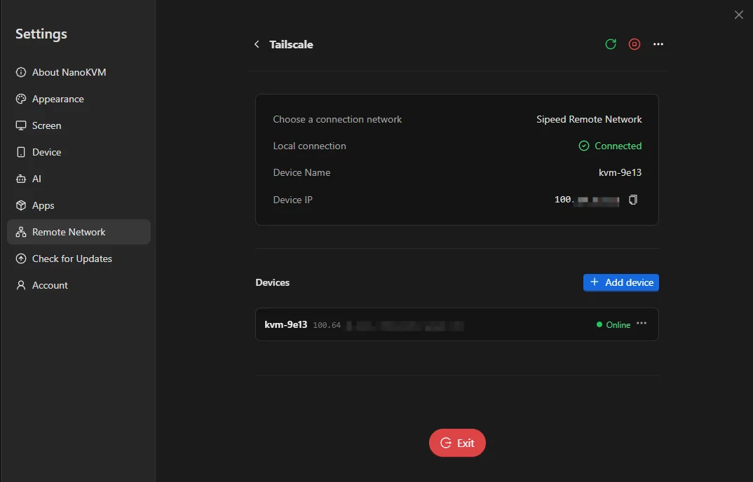 Sipeed Remote Network connection status