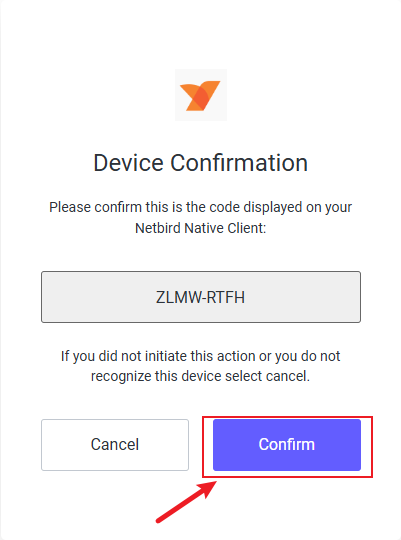 Authorize NetBird in the browser