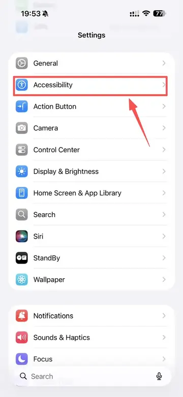 Accessibility in iPhone Settings