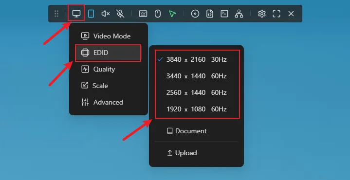 NanoKVM Go EDID options