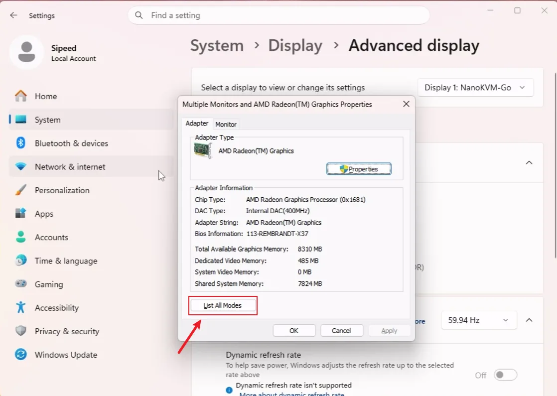 Windows List All Modes