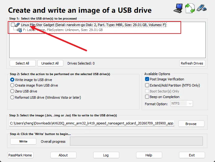 ImageUSB 识别到 NanoKVM Go 设备