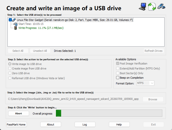 ImageUSB writing the image