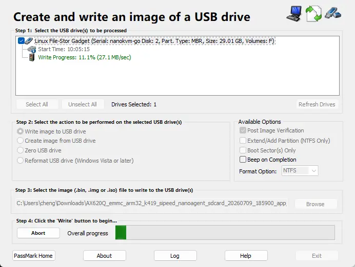 ImageUSB 正在写入镜像