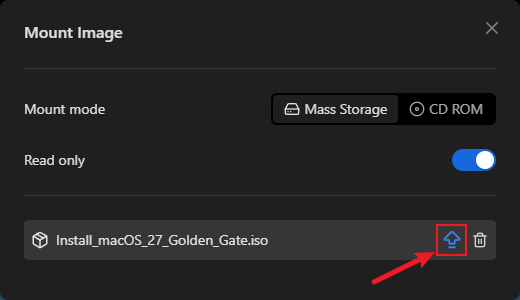 Selecting the image in the mount window