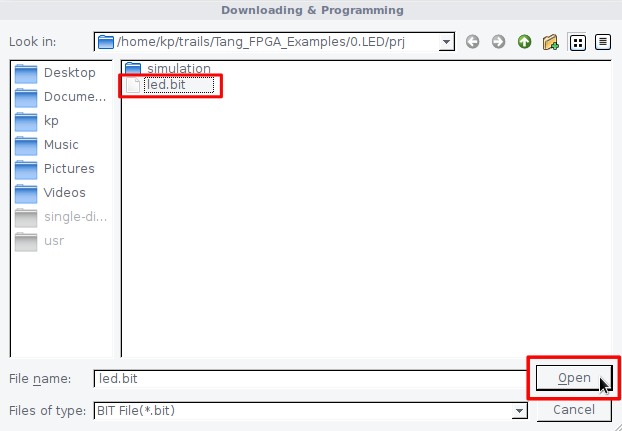 Open Bitstream dialog